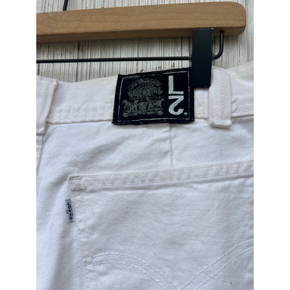 Vintage Levi's L2 White‎ High Waisted Wide Leg Jeans Double Button Zip Fly Sz 10 - Picture 8 of 11